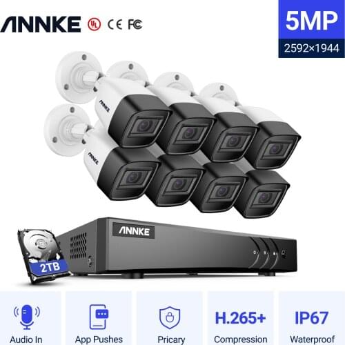 ANNKE S300 5MP Lite Ultra HD 8CH DVR CCTV Security System 8X 5MP IP67 Outdoor Audio in 5MP Camera Video Surveillance Kit