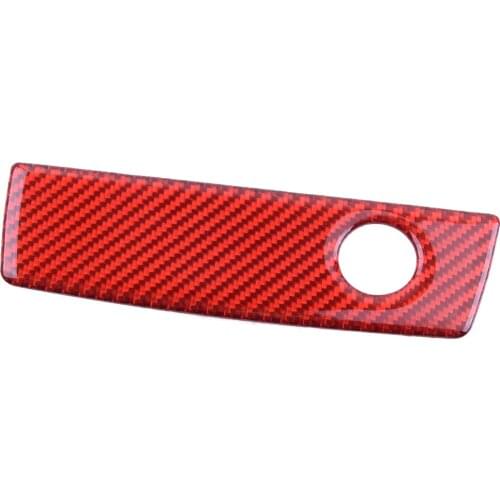 Car Red Carbon Fiber Glove Box Handle Panel Cover Trim LHD Fit For Dodge Challenger 2008 2009 2010 2011 2012 2013 2014