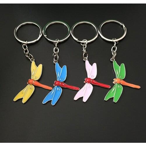 FREE SHIPPING BY DHL 200pcs/lot 2015 New Zinc Alloy Dragonfly Shaped Keychains Metal Insect Keyrings for Gifts