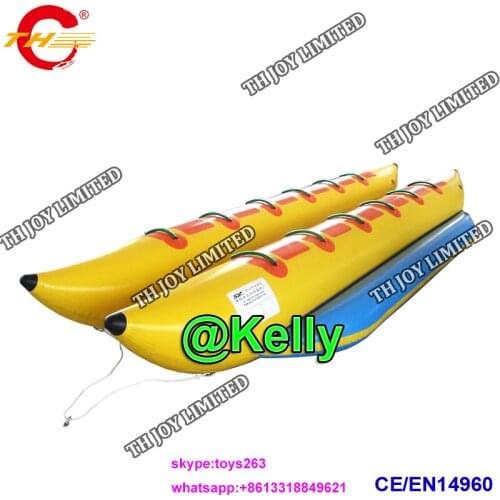 Free air shipping double rows inflatable Banana Boat for sale, 0.9mm pvc tarpaulin durable inflatable banana water sport games