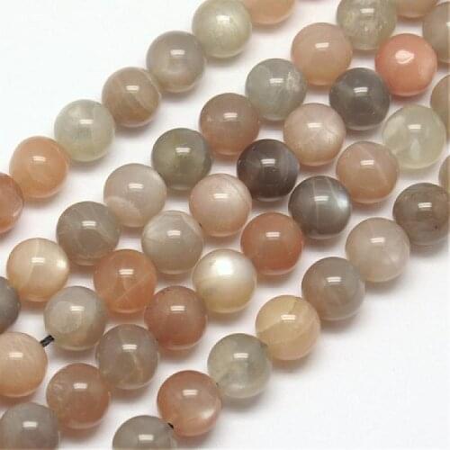 5 Strands Natural Moonstone Beads Strands 10mm Round Moonstone Beads Hole: 1mm; about 39pcs/strand, 15.7"