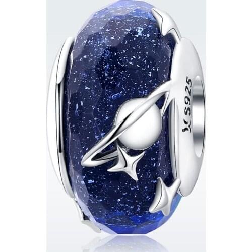 Fit Europe Bracelet Original 925 Sterling Silver Universal Planet Starry Glass Beads S925 Blue Interstellar Charms diy Jewelry