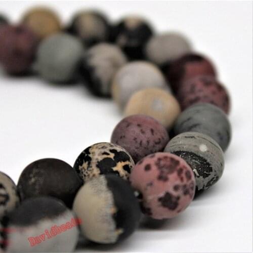 Natural Stone Dull Polish Matte Red Picture Jasperr Beads 15" Strand 6 8 10 12mm Pick Size For Jewelry Making