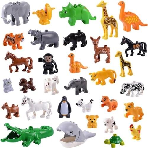 DIY Animals Brick Toy big building blocks cat dog lion and Tiger elephant learning block toys for children kids party baby gift