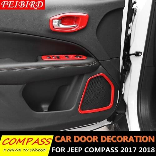 For Jeep Compass 2017 2018 CAR Inner Door Armrest Window Lift Button Audio Sound Speaker Handle Pull Bowl Molding Cover Trim