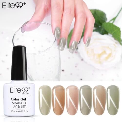 Elite99 10ML Magnetic Glacier Gray Cat Eye UV Gel Nail Polish Soak Off LED Lamp Translucent Effect Cat Eyes Gel Varnish Top Base