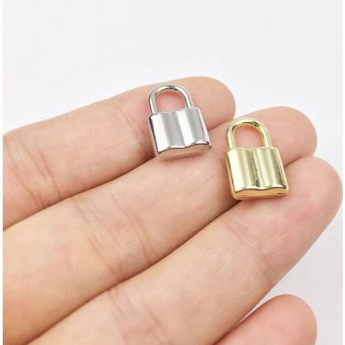 Eruifa 10pcs 12*8mm Popular Mini Cute Polished Lock Zinc Alloy Jewelry DIY Charms Pendant Necklace, Earring Bracelet 2 Colors