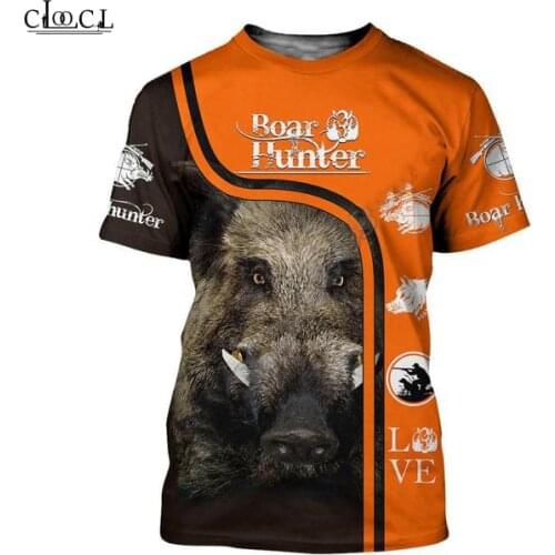CLOOCL Men Women Summer 3d T Shirts Boar Hunting Print Tees Harajuku I Hate People Hunter T-shirt Casual Short Sleeve Tops