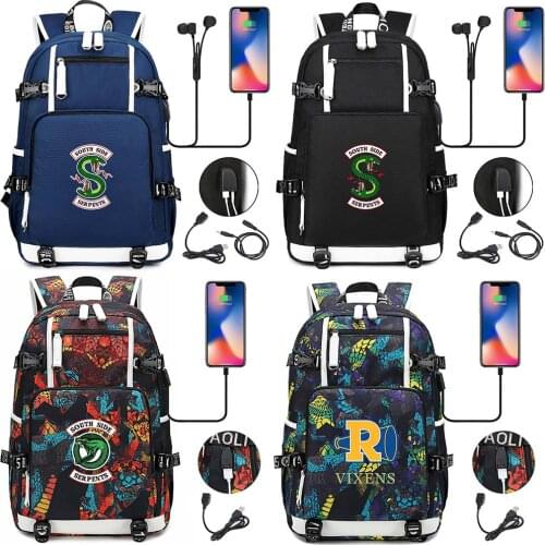 New TV Series Riverdale Prints Boys Girls Kids School bag Women USB Laptop Backpack Canvas Men Bagpack Packsack Bookbag