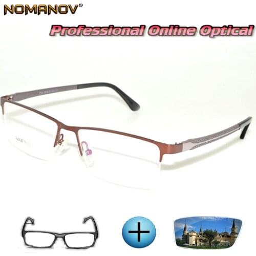 Custom Made Prescription Glasses Optical Photochromic Myopia Reading Glasses Half-rim Tr90 Skilled Brown Glasses Frame Men Women