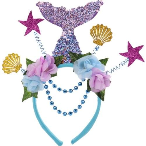 Halloween carnival girl ocean sequin shell mermaid headband