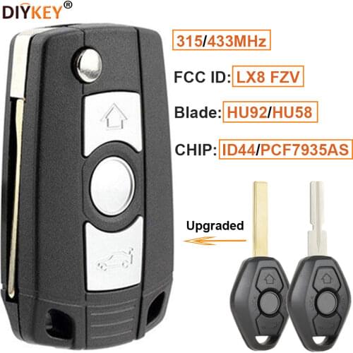 KEYECU EWS Modified Flip Remote Key Fob 3 Button 315MHz/433MHz for BMW E81 E46 E39 E63 E38 HU92/HU58 Blade
