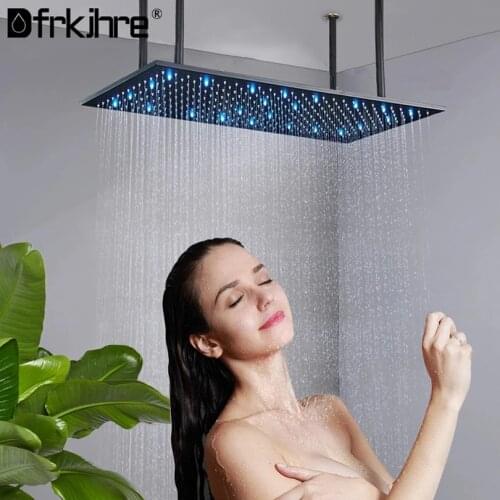 Matte Black 40*80cm Big Rainfall Thick Top Shower Head Rectangle Bathroom Ceiling Installation Chrome Shower Faucets Accessory
