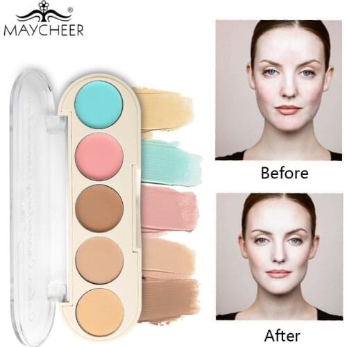 MAYCHEER Brrand 5 Colors Cream Concealer Palette Perfect Cover Pores Dark Circles Ances Corrector Nude Face Makeup