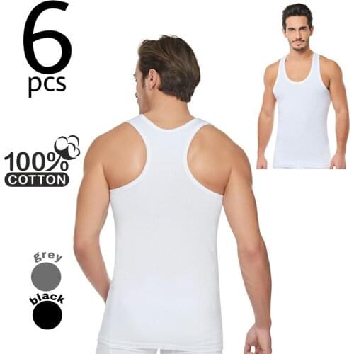 Men Undershirt 1- 3 - 6 pcs %100 cotton Sport Model Undershirt Rambo Style Undershirt Men Cotton Tank Tops Underwear Mens