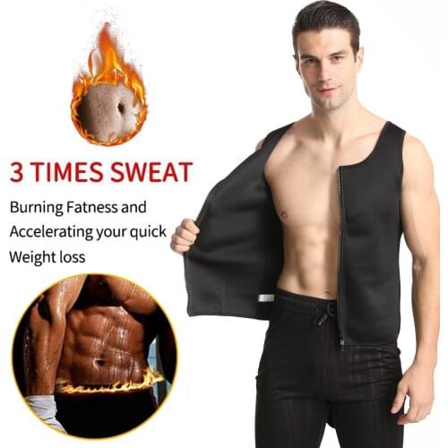 Men Slimming Body Shaper Vest Compression Waist Trainer Sauna Vest With Zipper Thermal Corset Shapewear Training Suit Tank Tops