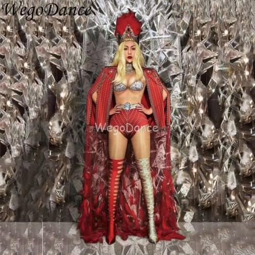 New Women Big Cloak Jumpsuit Outfit Costumes Birthday Model Show Bodysuit Jacket Set Dance Wear Bar Prom Singer Long Cloth