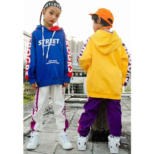 New boy and girl Hiphop street dance costume long sleeve jacket pants set children sport wear clothing 100-170cm height