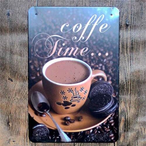 Original Retro Design Coffee Time Tin Metal Signs Wall Art, ThickTtinplate Print Poster Wall Decoration For Coffee Corner/Cafe