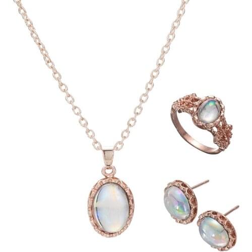 Bridal Necklace Earrings Ring Jewelry Sets Fashion Transparent 2021 New Classic Charm Gifts For Women Accessories Wholesale