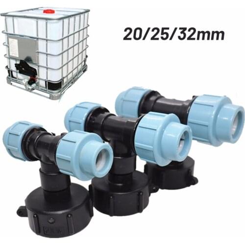 20/25/32mm 1/4" Water Pipe Connector Garden Lawn Hose IBC Adapter Practical Tap Fitting Three-way Outlet Water Tank Hose Adapter