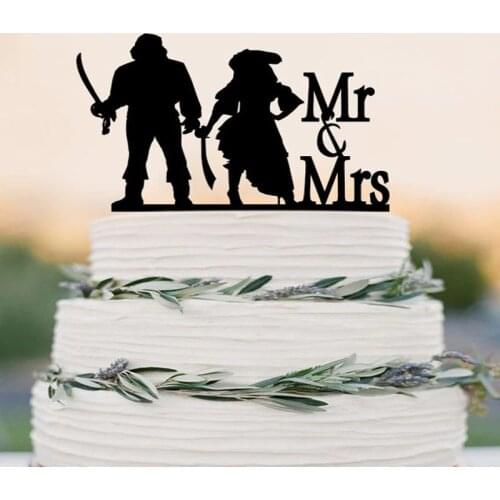 Pirates wedding cake topper Mr and Mrs wedding cake topper