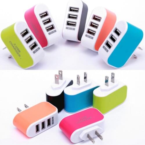 Portable 3 Port Candy Color Travel Charger Adapter Wall Charger US Plug For Iphone Xiaomi Samsung Accessories & Parts Chargers