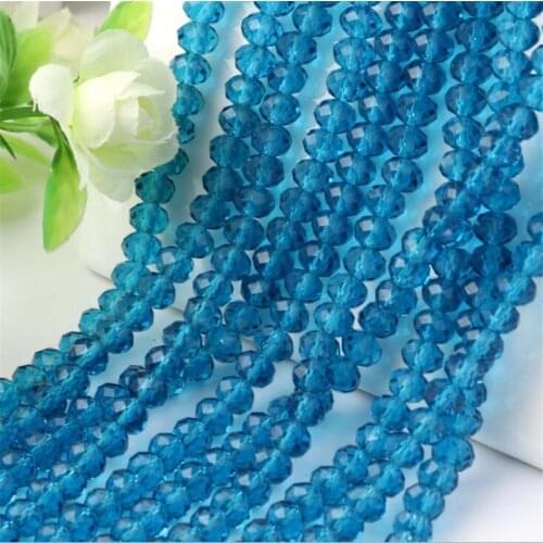 MHS.SUN 2mm-14mm Peacock Blue Color Faceted Rondelle Glass Beads For Jewelry Accessories DIY Loose Spacer Beads Decoration