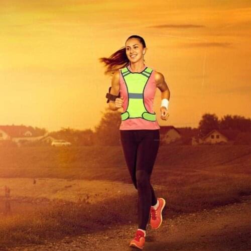 Sports Reflective Vest Night Running And Cycling Safety Reflective Breathable Sports Vest Vest Mesh Outdoor B4Y6