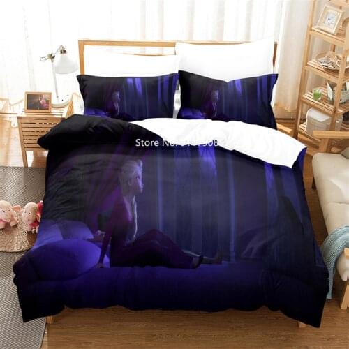 Disney Animation Frozen Elsa Girls Bedroom Decor Dark Duvet Quilt Cover Pillowcase Bedding Set Princess Style Home Fabric