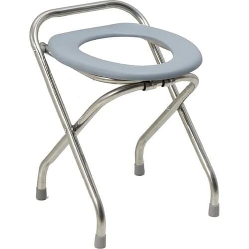 Outdoor Folding Commode Portable Toilet Seat, Stainless Steel Portable Potty Commode Chair,Perfect for Camping,Traveling