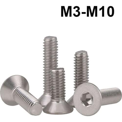 M3 M4 M5 M6 M8 M10 Countersunk Flat Head Socket Screws 316 Stainless Steel Hex Hexagon Allen Bolts