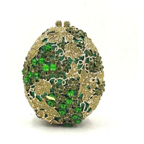 2021 Women Rhinestone Evening Bag Green Metal Clutches Bags Luxury Dust Bag Wedding Bridal Clutch Purse Luxury Bag for Party