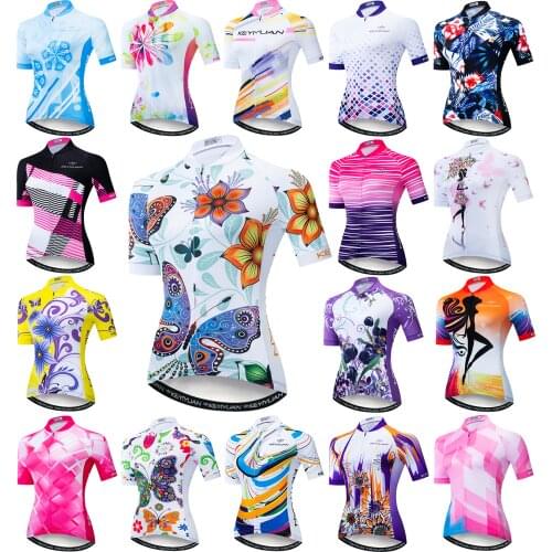 KEYIYUAN Women Cycling Jersey Summer Road MTB Shirts Short Sleeve Bike Ladies Tops Maillot Ciclismo Mujer Wielerkleding Dames