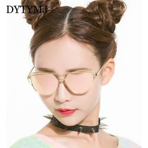 DYTYMJ Cat Eye Sunglasses Women 2020 Classic Metal Glasses for Women Mirror Glasses Women Retro Eyeglasses Lentes De Sol Mujer