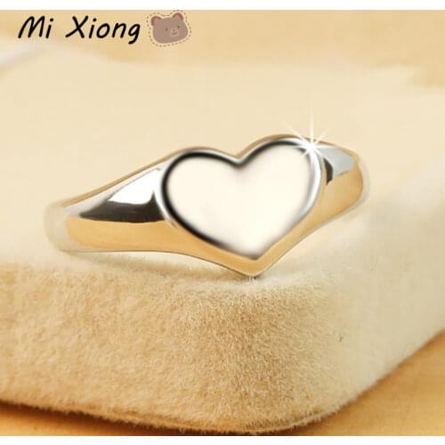 Mi Xiong S925 Sterling Silver Heart-shaped Glossy Ring Without Inlaid Elegant Light Luxury Charm Womens Brand Jewelry