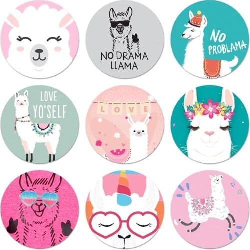 58mm No Prob Lama Llama Alpacas Icons Pins Badge Decoration Brooches Metal Badges For Clothes Backpack Decoration
