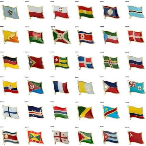 Flag Laple Pin Badge Brooch Bosnia Poland Denmark Germany Dominican Rep. Russia France Vatican Cuba Costa Rica Colombia Finland