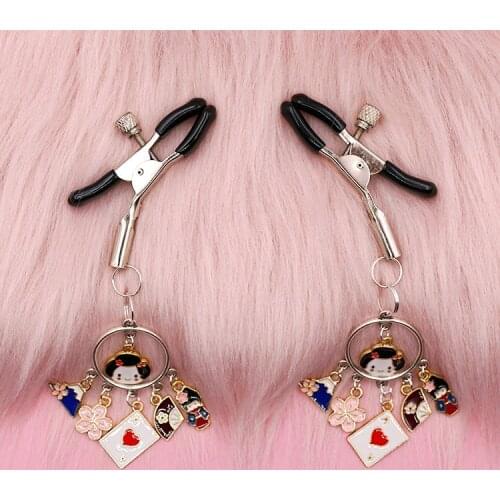 1 Pair Japan Girl Style Nipple Clamps With Bell Adjustable Breast Labia Clips Clit Clamp Sex Toys For Couple Flirting Toys BDSM