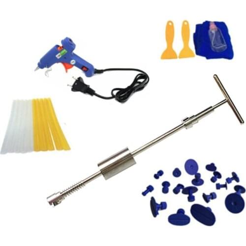 34pcs/set Car Dent Puller Car Repair Paintless Dent Repair Tools Slide Hammer Glue Sticks Reverse Hail Damage Remove Dents Kit