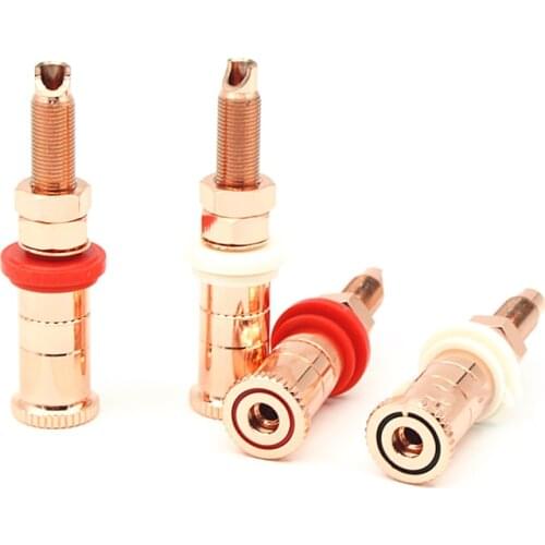 4pcs/set Gold Copper plated Speaker Binding Posts Terminal Connectors WBT style