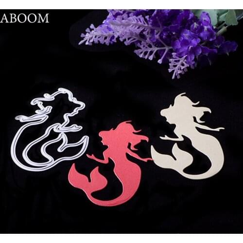 ABOOM New 1PC Beautiful Mermaid Die Cutting Dies For Scrapbooking DIY Christmas Wedding Halloween Card Making Embossing Folder