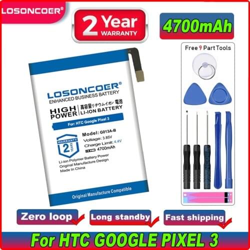 LOSONCOER G013A B G013AB G013A-B Replacement Mobile Phone Batteries 3900mAh For HTC Google Pixel 3 G013B G013A Battery