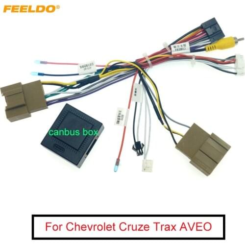 FEELDO Car 16pin Audio Wiring Harness With Canbus Box For Chevrolet Cruze Trax AVEO Stereo Installation Wire Adapter