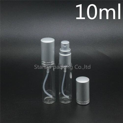 Free Shipping 12pcs 10ML Sample Alumium Perfume Glass Bottle Atomizer 10cc Mini Spray Vial oil bottles