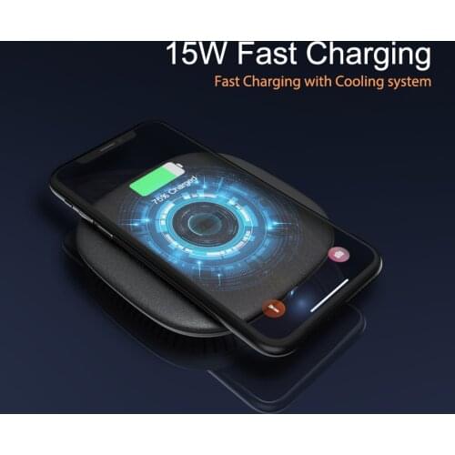 For Samsung Note 20 Wireless Charger, Fast Wireless Charger 15W with Cooling Fan, Qi Wireless Charging Pad for iPhone 11