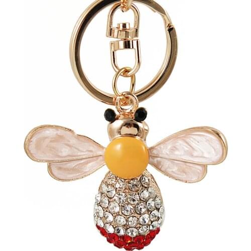 TianBo 2018 brand fashion Crystal Mosaic Little bee Key rings Chain women jewelry oil drip For Lovely Car Key chain wholesale