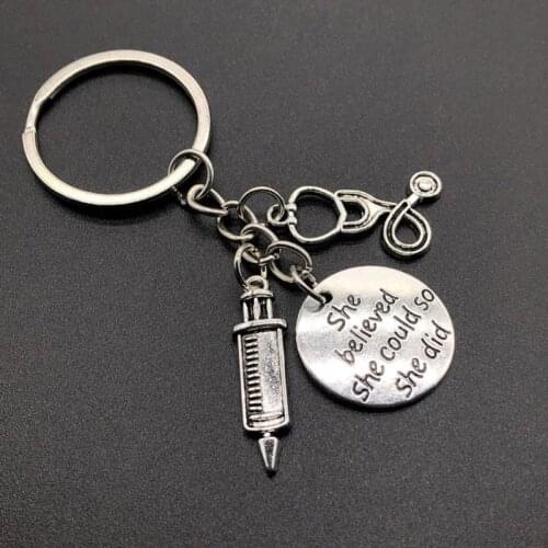 She believed she could so she did Nurse Injector Stethoscope Keychain
