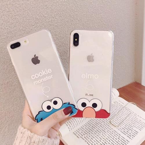 Sesame Street Phone Case For coque iphone 12 11 Pro Max 12 mini XR X XS Max 7 8 Plus Cute Cartoon Cooike Elmo Cases Clear Cover