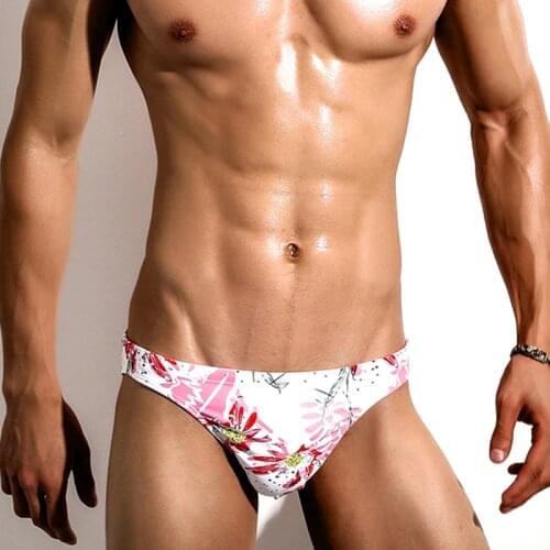 Sexy floral men swimwear beach shorts men swim bikinis swimsuits pool low waist tight men swimsuits swim briefs samll size